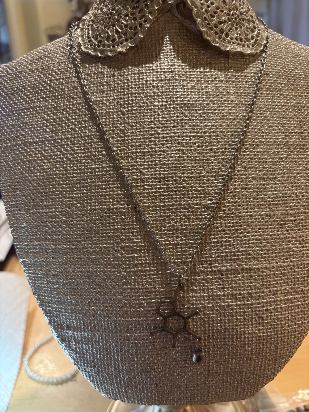 Delicate Silver Honeycomb Pendant Necklace with Charms - Women Jewelry